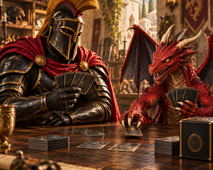 Lo spartano e il draghetto rosso dell’Emporio nel reparto Lorcana.