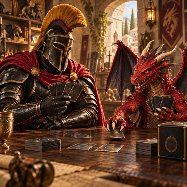 Lo spartano e il draghetto rosso dell’Emporio nel reparto Lorcana.