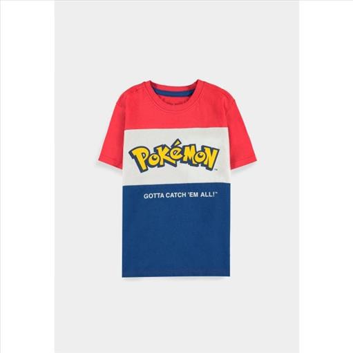 T-shirt Pokémon Core Logo bambino, blocchi rossi bianchi e blu