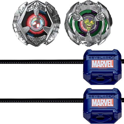 Beyblade X Marvel G1691 – contenuto completo con Miles Morales 1-60GN, Green Goblin 9-80HT e due lanciatori