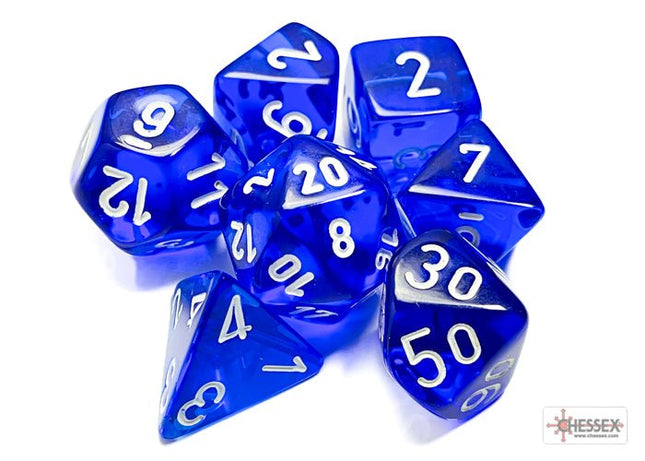 Cheesex Dice - Set di Dadi Translucent Blue/White - L’emporio dell’avventuriero