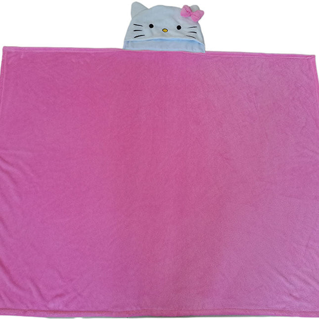 Coperta in Pile con Cappuccio Hello Kitty Fiocco Rosa - L’emporio dell’avventuriero