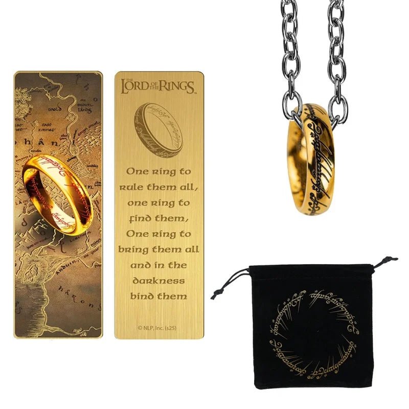 Il Signore degli Anelli – Set Collana e Segnalibro – collana con anello, segnalibro e sacchetto