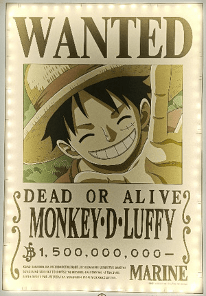 One Piece Wall Light a LED - Poster Wanted di Luffy - L’emporio dell’avventuriero