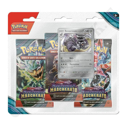 Pokemon Scarlatto e Violetto - Crepuscolo Mascherato 3 - Pack Box + Revavroom Promo (ITA) - L’emporio dell’avventuriero