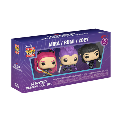 PREORDINE – KPop Demon Hunters – Portachiavi Funko Rumi, Mira e Zoey 3-pack - L’emporio dell’avventuriero