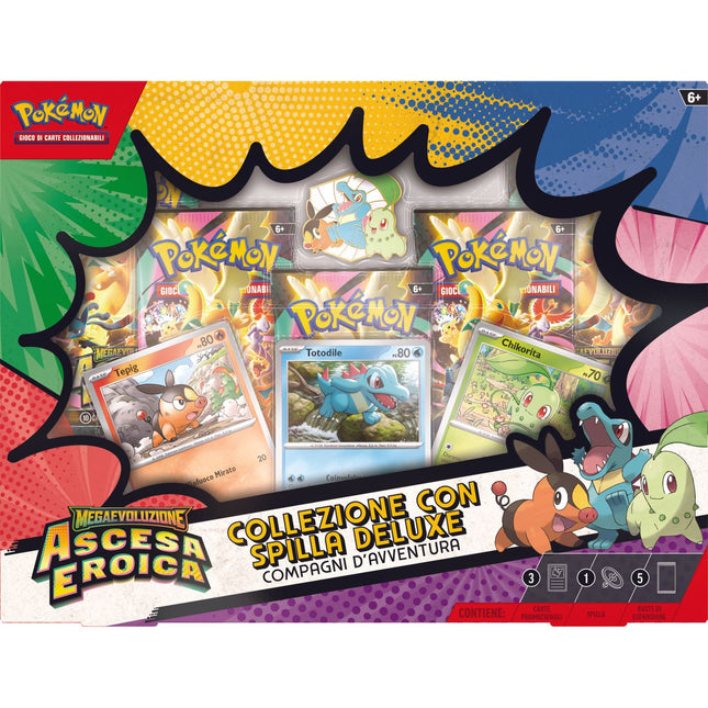 Preordine Pokémon Collezione con Spilla Deluxe Compagni d'Avventura – Megaevoluzione: Ascesa Eroica (Ita) - L’emporio dell’avventuriero
