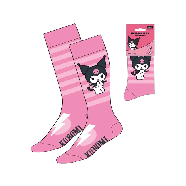 Sanrio – Calzini Kuromi™ Rosa a Righe (Taglia 36–43) - L’emporio dell’avventuriero