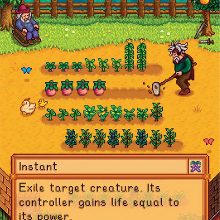 Secret Lair Welcome to Stardew Valley – Swords to Plowshares – carta inclusa in inglese
