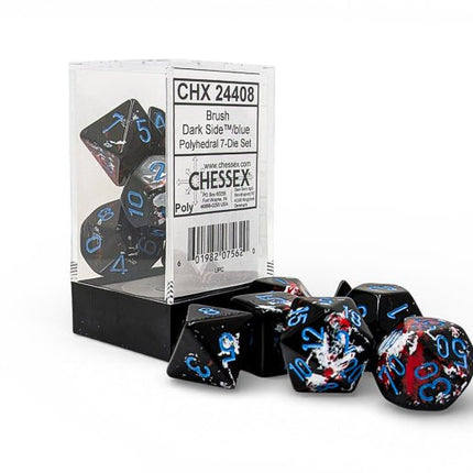 Set 7 Dadi Chessex Brush Dark Side/Blue - L’emporio dell’avventuriero