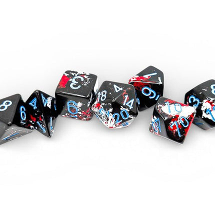 Set 7 Dadi Chessex Brush Dark Side/Blue - L’emporio dell’avventuriero