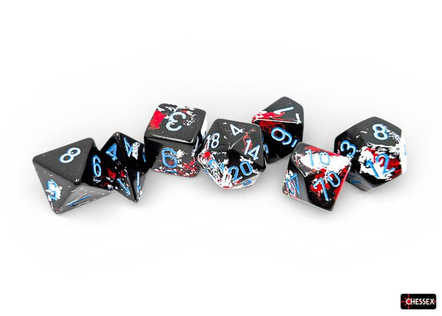 Set 7 Dadi Chessex Brush Dark Side/Blue - L’emporio dell’avventuriero