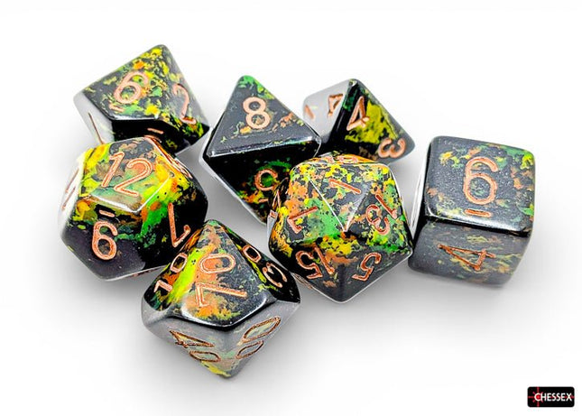 Set 7 Dadi Chessex Brush Deep Forest/Gold - L’emporio dell’avventuriero