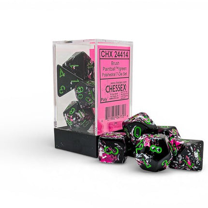 Set 7 Dadi Chessex Brush Paintball/Green - L’emporio dell’avventuriero