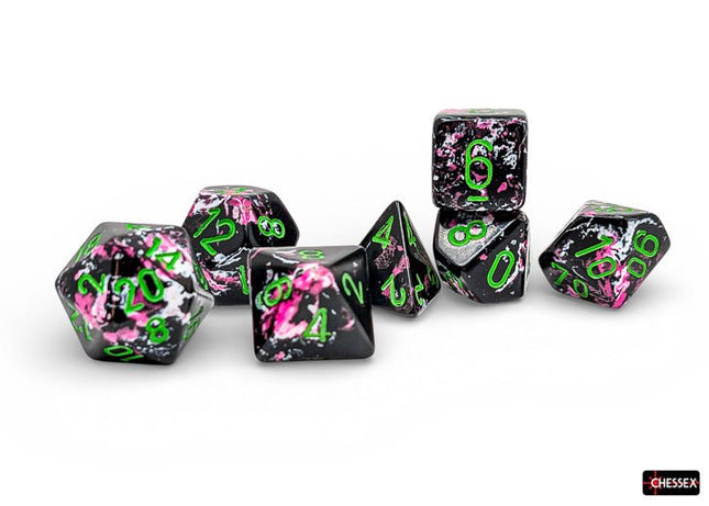 Set 7 Dadi Chessex Brush Paintball/Green - L’emporio dell’avventuriero