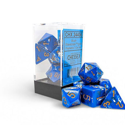 Set 7 Dadi Chessex Brush Wavebreaker/Gold - L’emporio dell’avventuriero