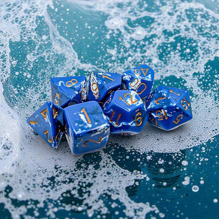 Set 7 Dadi Chessex Brush Wavebreaker/Gold - L’emporio dell’avventuriero