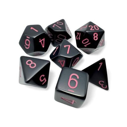 Set 7 Dadi Chessex Poliedrici Opachi – Black/Pink - L’emporio dell’avventuriero