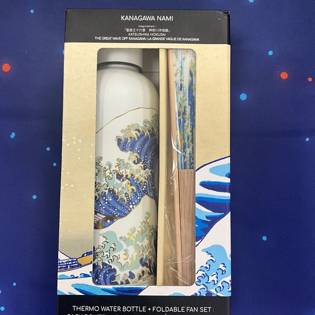 Set Kanagawa Nami – Bottiglia Isotermica + Ventaglio - L’emporio dell’avventuriero