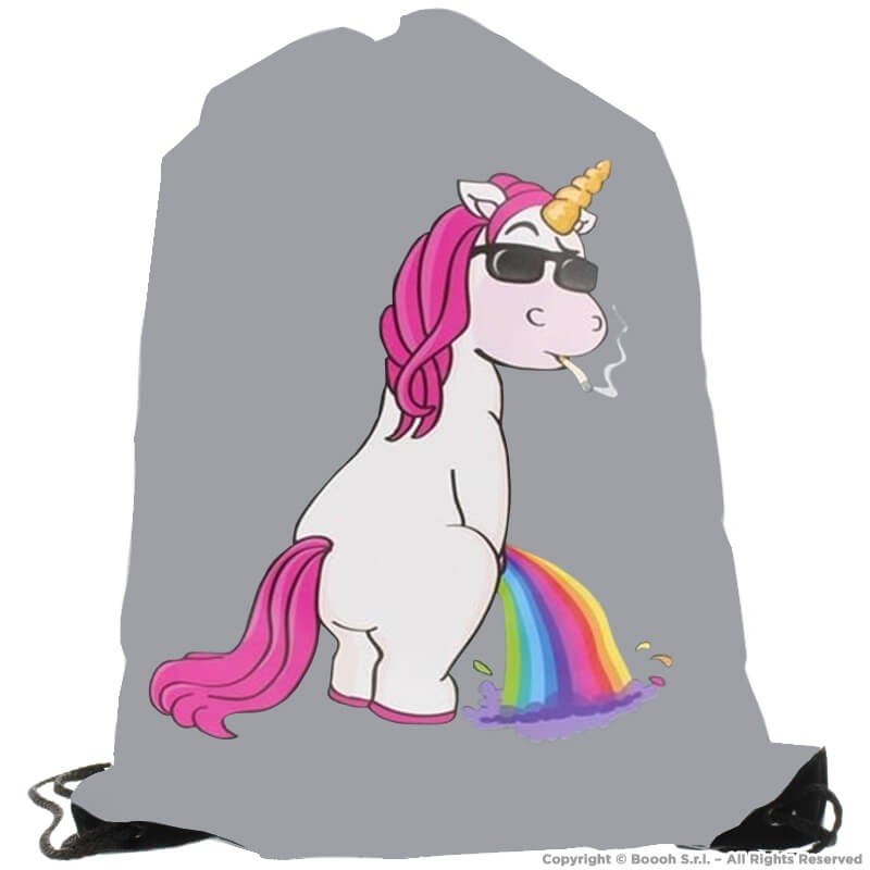 Smoking Unicorn Grey – Gym / School Bag
