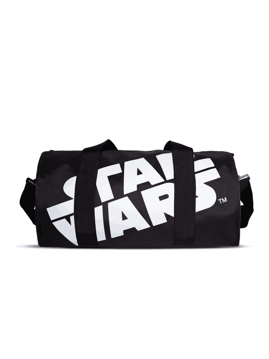 Borsone Star Wars nero con grande logo bianco, manici e tracolla