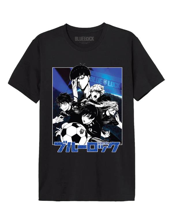 T-shirt Blue Lock: maglietta scura con illustrazione Blue Lock