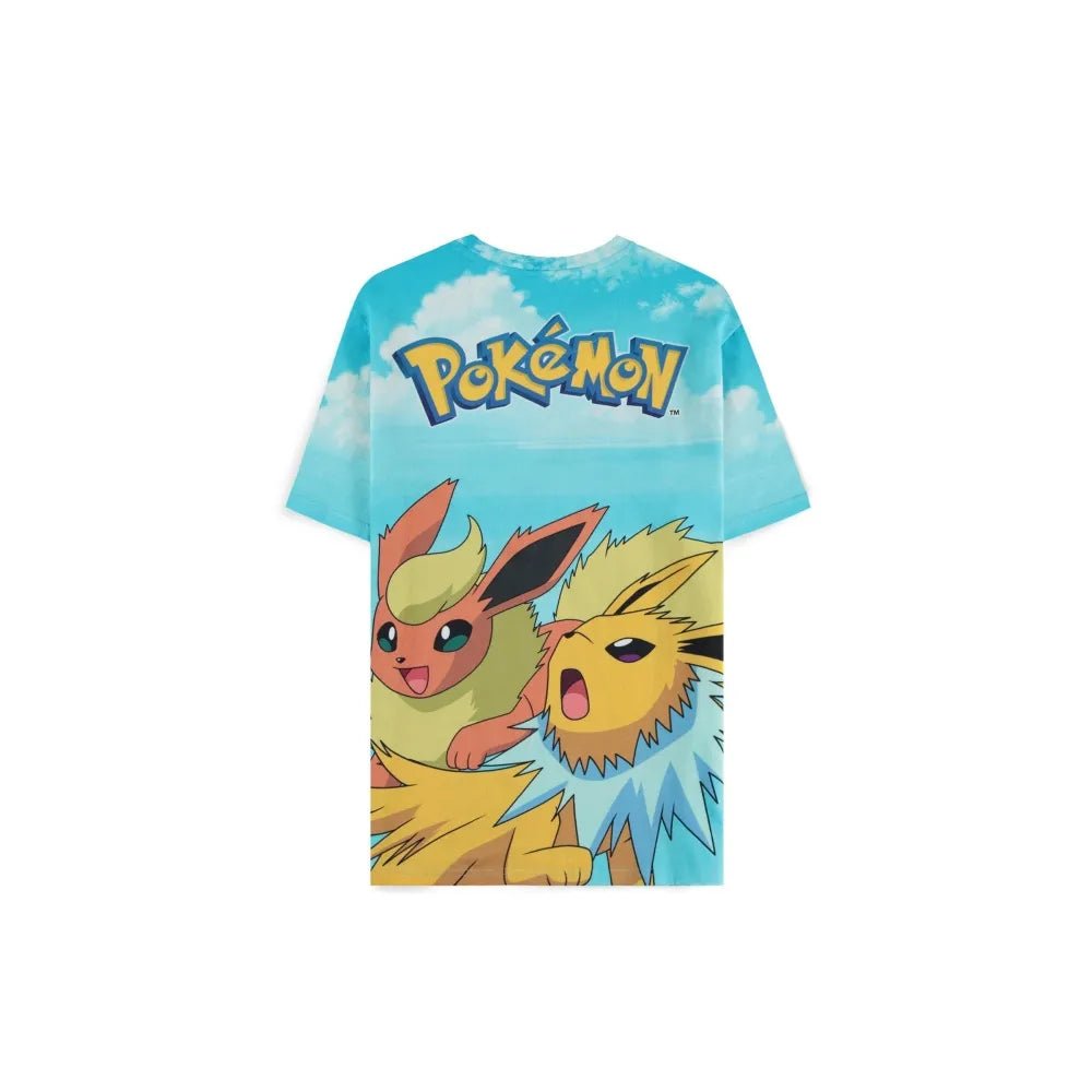 T-shirt Pokémon - Eevee, Flareon, Jolteon & Vaporeon – retro della maglietta con evoluzioni di Eevee