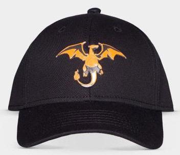 Cappellino Pokémon Charizard regolabile: cappellino nero con patch di Charizard sul davanti
