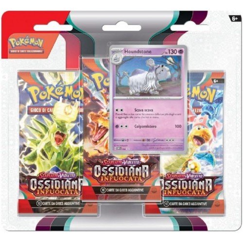 Pokemon - Ossidiana Infuocata 3 Pack (Houndstone) - L’emporio dell’avventuriero