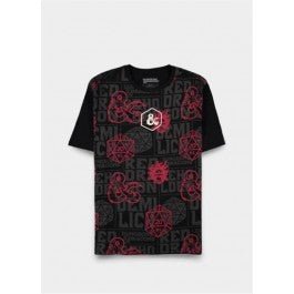 T-shirt Dungeons & Dragons - Logo su Pattern Rosso – grafica del prodotto