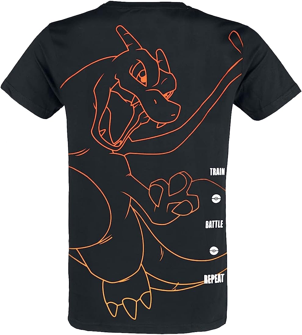 Retro della T-shirt Pokémon Charizard Fired Up con grande disegno del personaggio