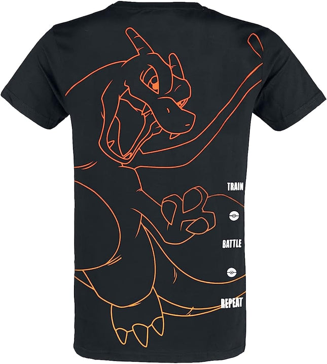 Retro della T-shirt Pokémon Charizard Fired Up con grande disegno del personaggio